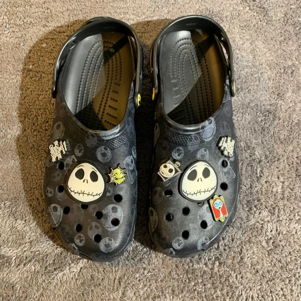 Crocs Nightmare Before Christmas Jack Skellington Clogs Mens‎ 13 Black Jibbitz
